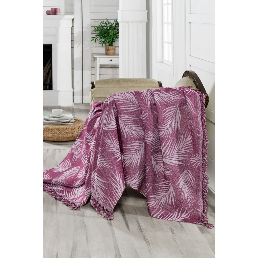 

Плед-накидка Eponj Home Buldan Keten - Palmiye 170*220 mor пурпурный