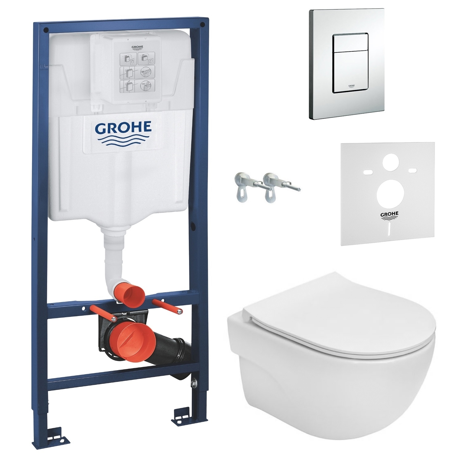 

Инсталляция GROHE Rapid SL 38772001 с панелью смыва Skate Cosmopolitan 38775001 + унитаз ROCA Meridian Rimless A34H242000 с сиденьем Slim Soft Close