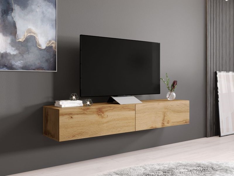 

Тумба под телевизор в гостиную из ламинированной ДСП Vigo 180 Дуб Вотан Сama Польша без подсветки