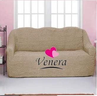 

Чехол натяжной на трехместный диван без оборки Venera 28-211 Песочный