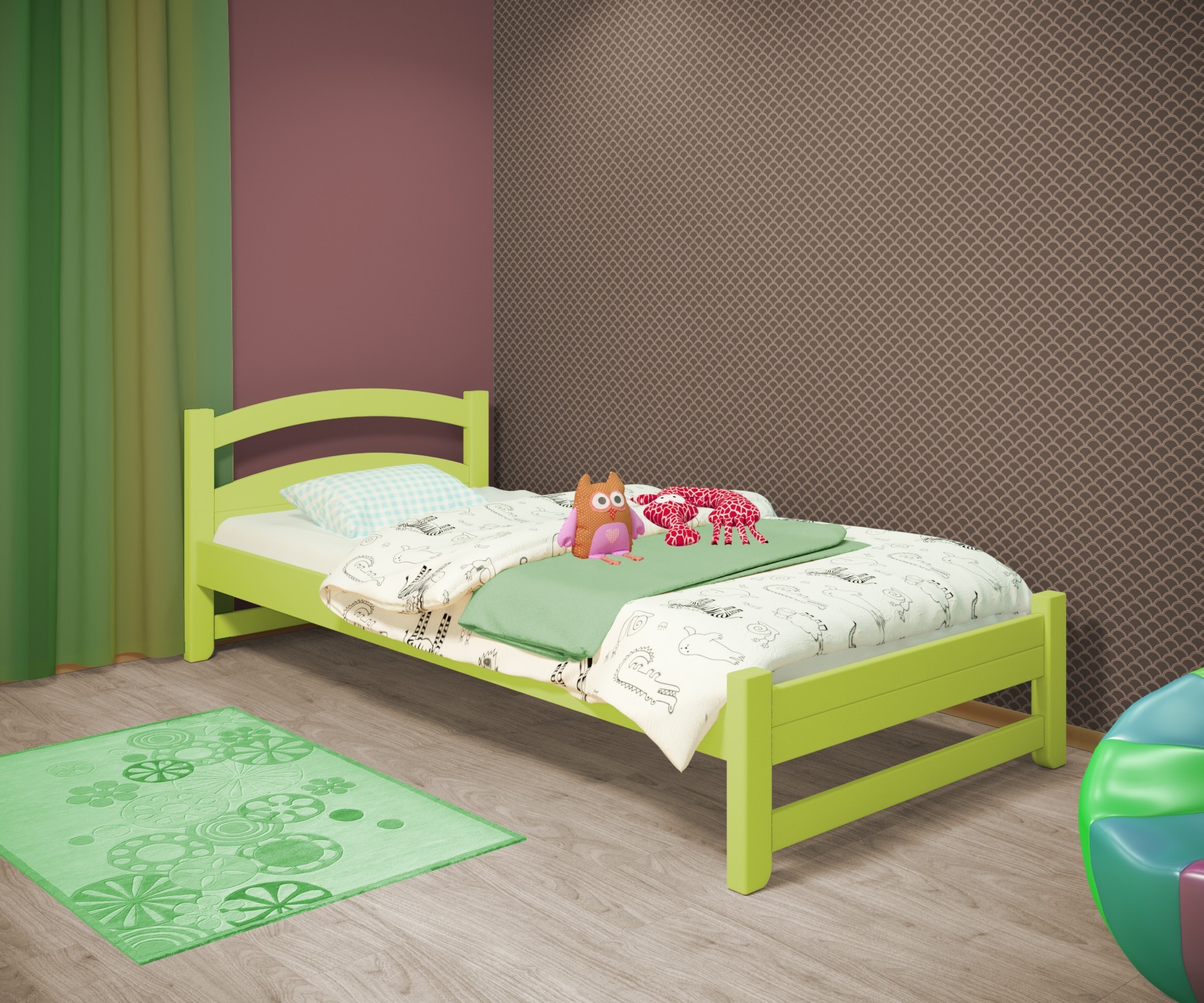 

Кровать односпальная RainbowDream Милана 80х200 см зеленый массив ольхи, без ящиков