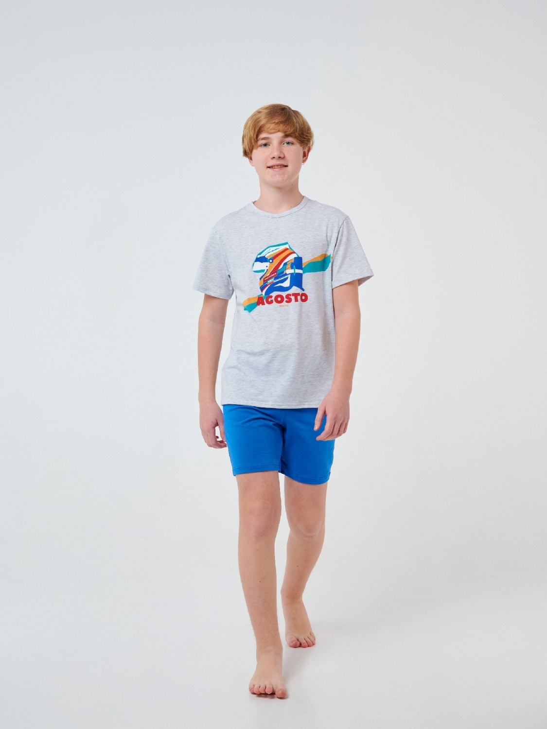 Акція на Піжама (футболка + шорти) для хлопчика Smil 104681 128 см Світло-сірий меланж від Rozetka