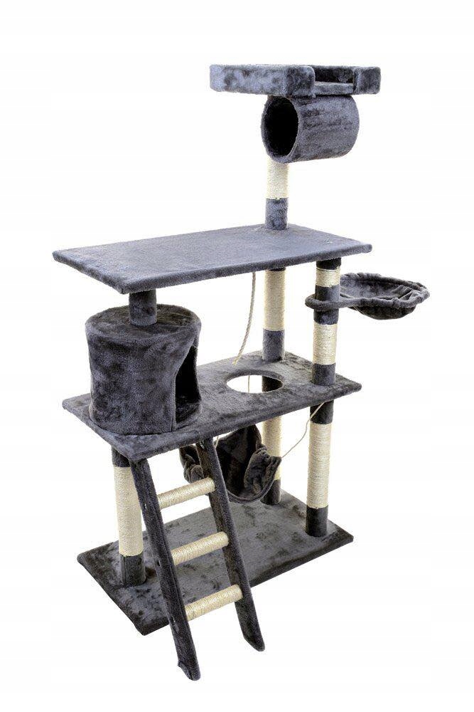 

Когтеточка (дряпка) для кошек FunFit CAT-TREE 1950 3-х ярусная с домиком + лестница + 2 лежанки + веревка + труба Серый