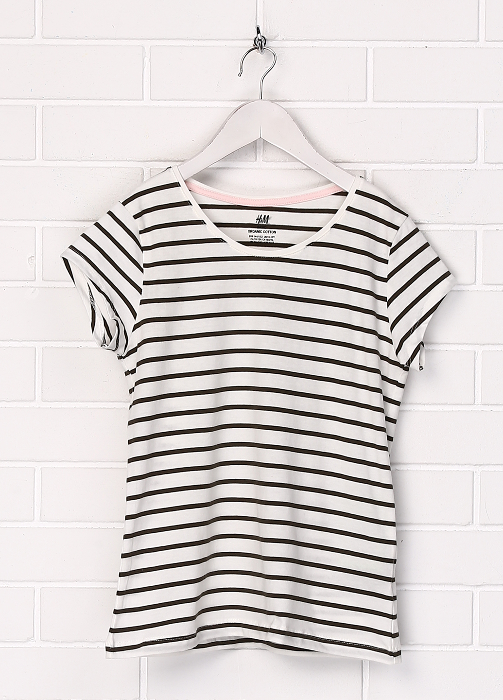 

Футболка H&M 134 140см серо белый полоска 2257845