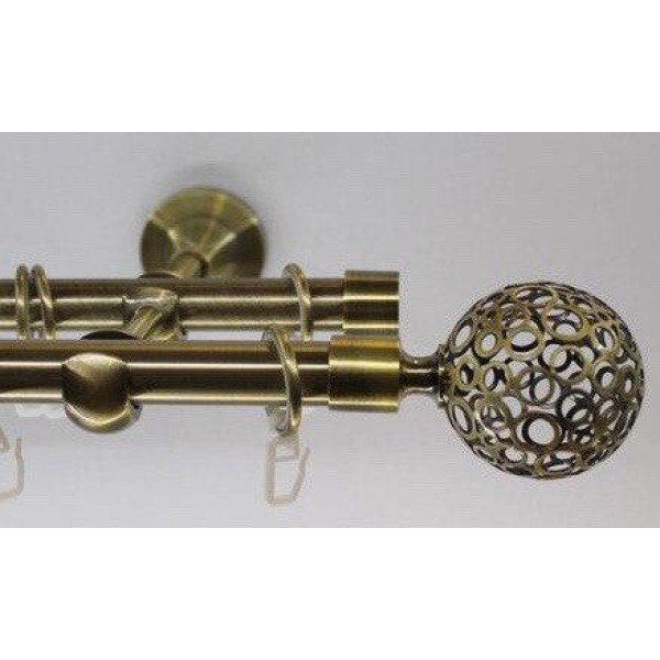 

Карниз для штор двойной металлический ø 25+19 мм, наконечник Орнела 3 метра античная бронза