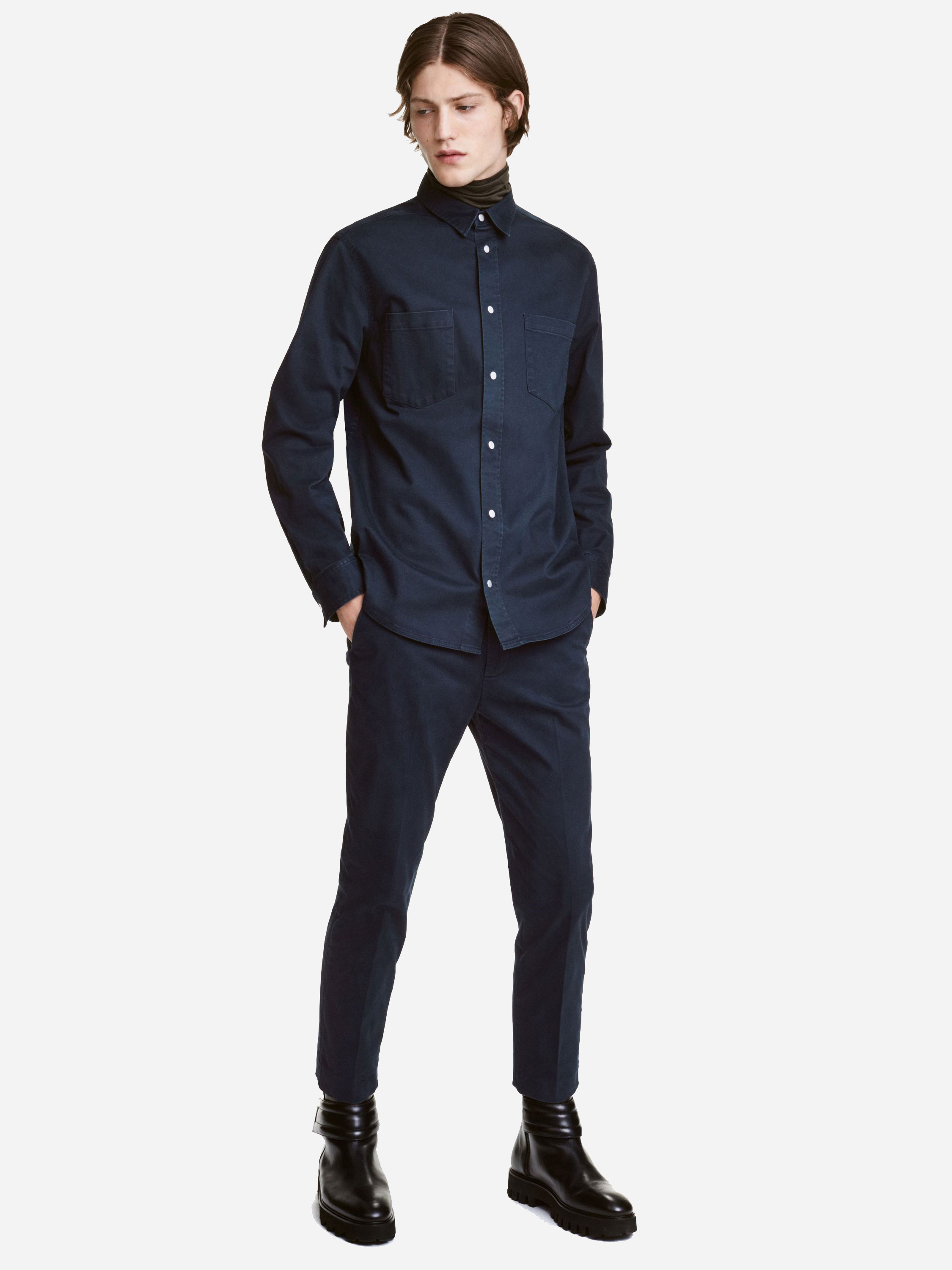

Рубашка джинсовая H&M 4077884 XS Темно-синяя