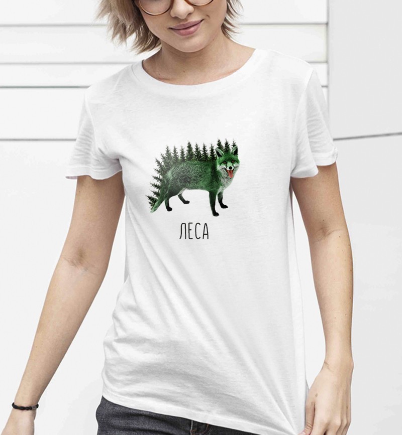 

Футболка женская белая с принтом "Леса", размер , WallZoo, Футболка женская белая с принтом "Леса", размер L, WallZoo