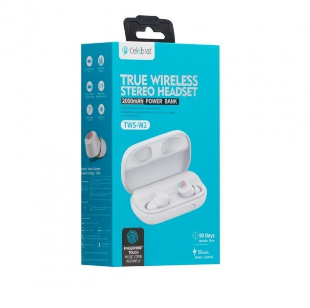

Наушники Bluetooth стерео гарнитура Celebrat TWS-W2 Белый