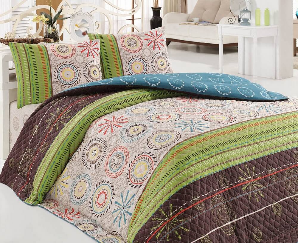 

Покрывало стеганое Eponj Home Aries Yesil 160х220 с наволочкой 50х70