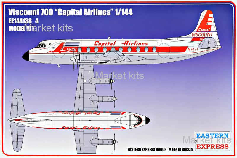 

Авиалайнер Viscount 700 "Capital Airlines" 1:144 Eastern Express (EE144138-04)