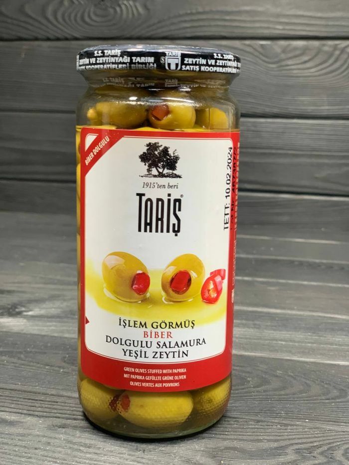Оливки зеленые Taris фаршированные перчиком 485г – ROZETKA | Купить ...