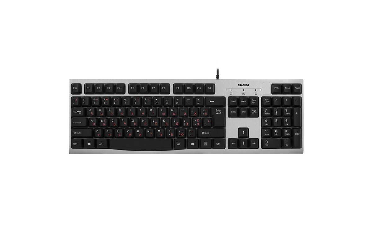 

Клавиатура проводная SVEN KB-S300 USB серебро