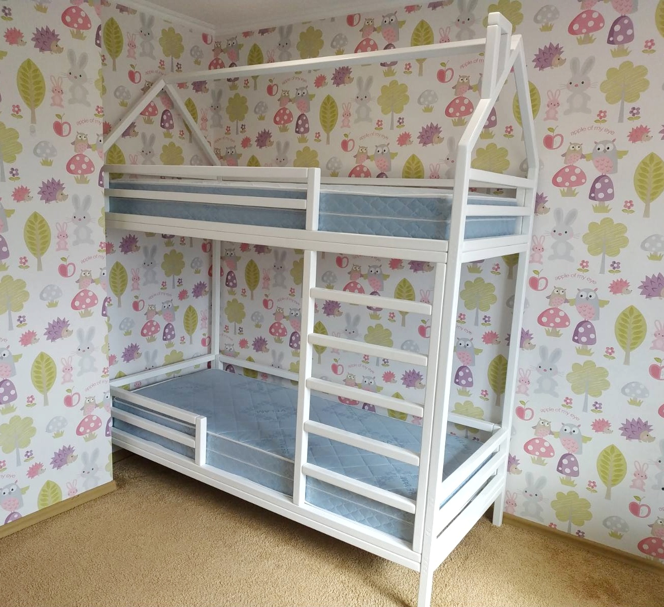 

Двухъярусная кроватка домик SweetHome 160*80 Белая (new_76618)