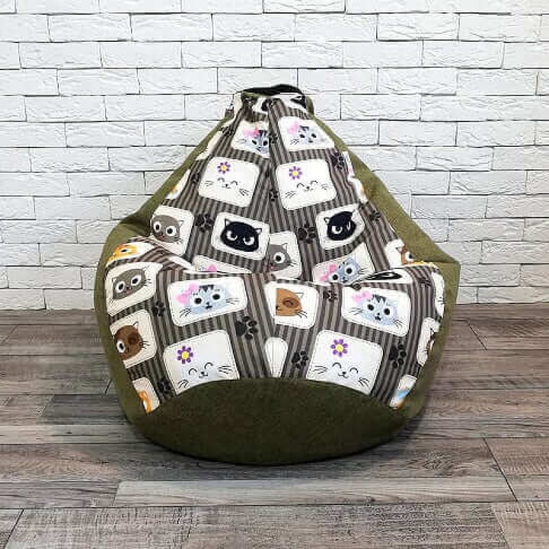 

Кресло мешок Nova KatyPuf "Little Cats" Рогожка , Размер L 100x75