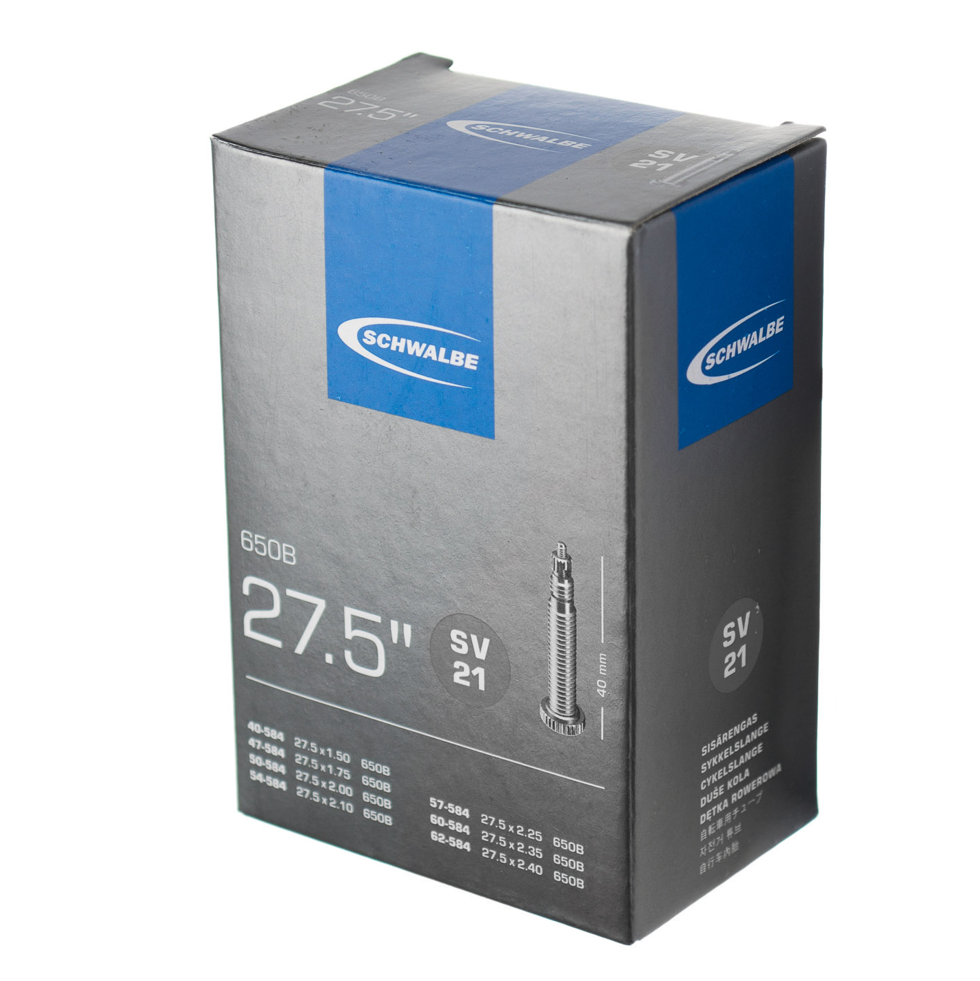 

Камера Schwalbe SV21 27.5x1.50-2.40 (40-62 / 584) FV 40мм 10400153