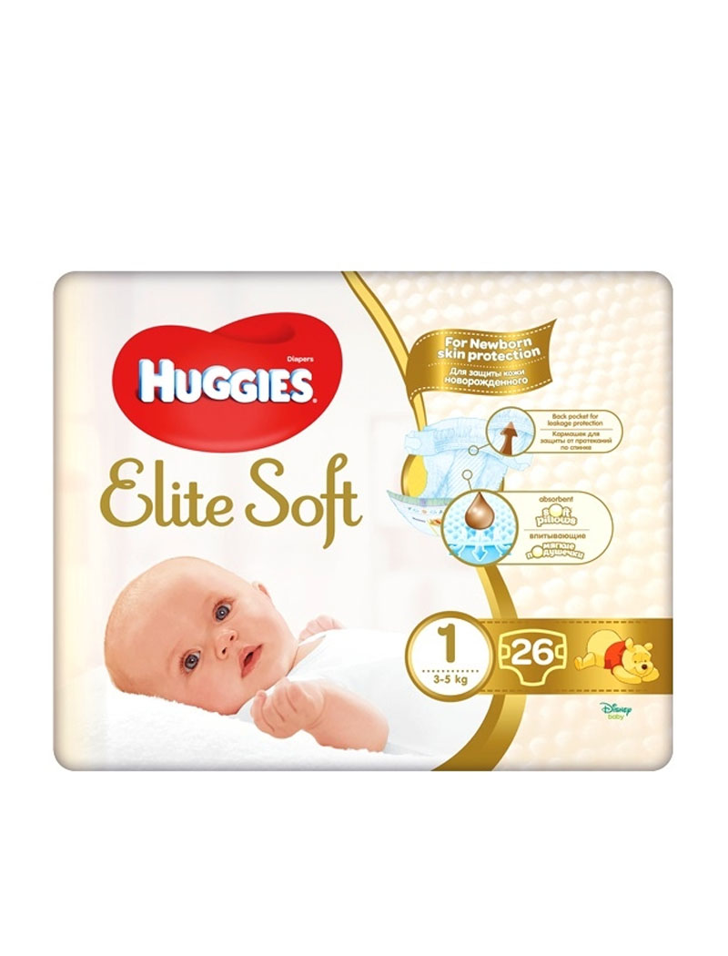 Подгузники Huggies Elite Soft 1 3-5кг 26 шт 5029053564876 – фото ...