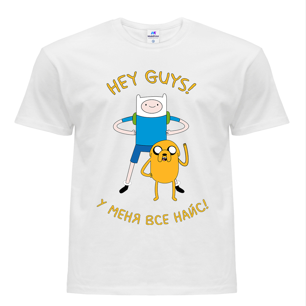 

Футболка женская Время Приключений Финн и Джейк пес (Adventure Time Finn & Jake the dog) (8976-1581) XXL Хлопок Белый