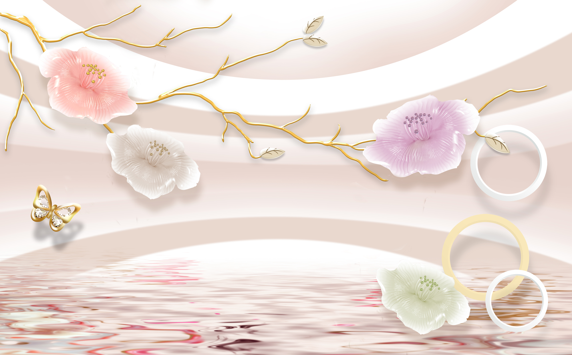 

Фотообои 3D 'Цветы на ветке' (5178) , Гладь