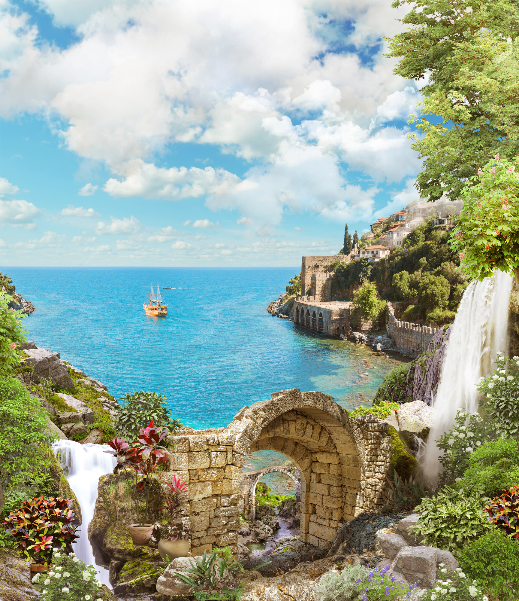 

Фотообои Фрески 'Вид на горы и море' (5085) , Гладь