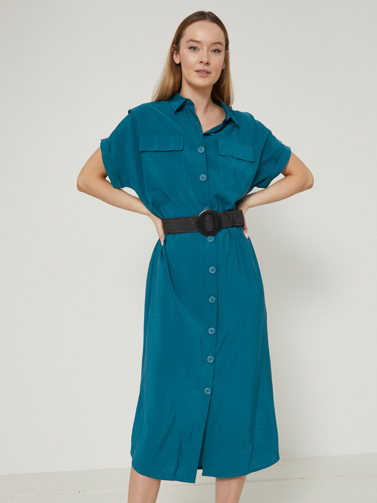 Акция на Сукня-сорочка міді літня жіноча Medicine RS22-SUD710-67X S Teal Green от Rozetka