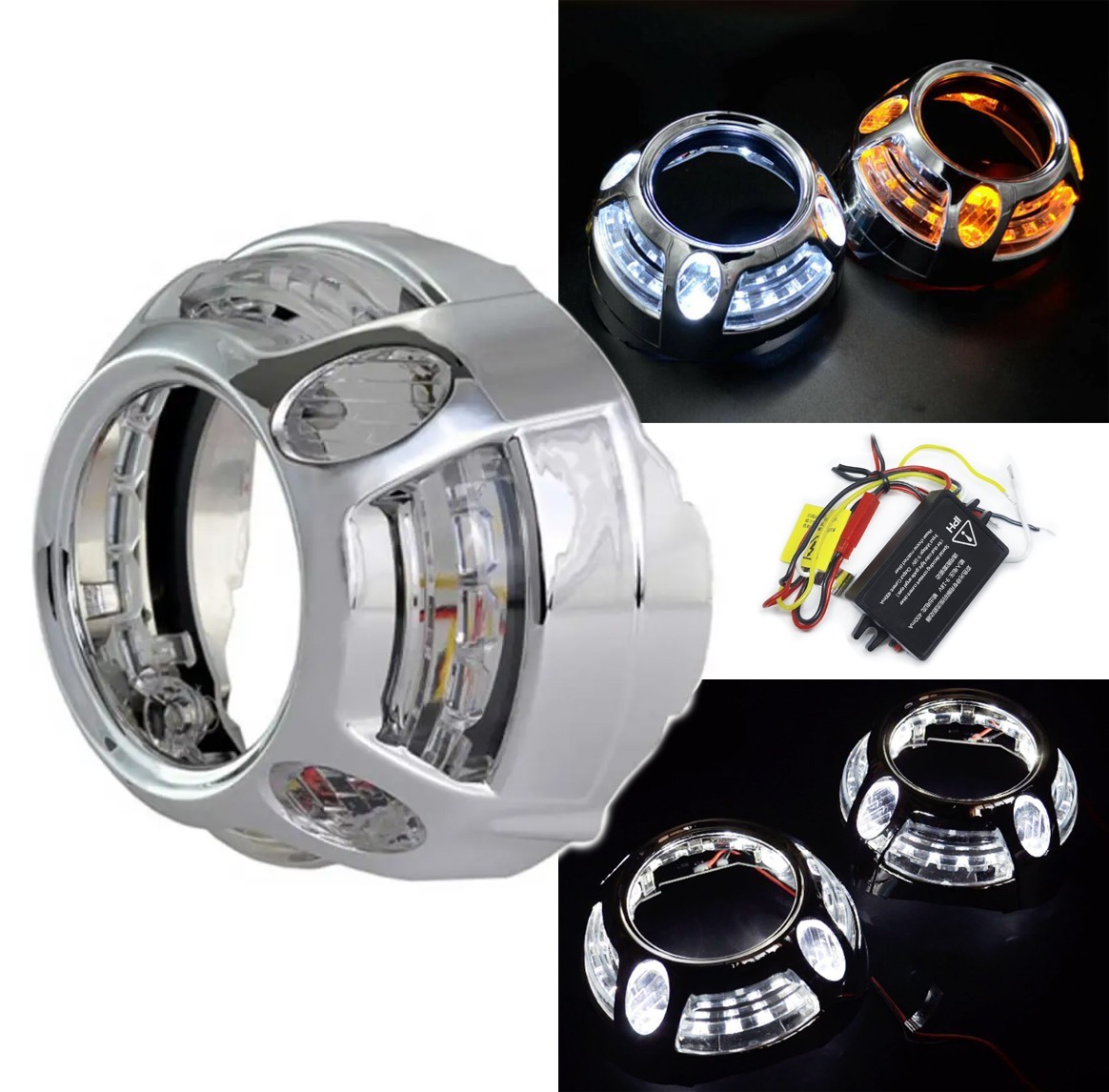Маска для биксеноновых Bi Led линз 3" Panamera Led Style с блоками CREE ...