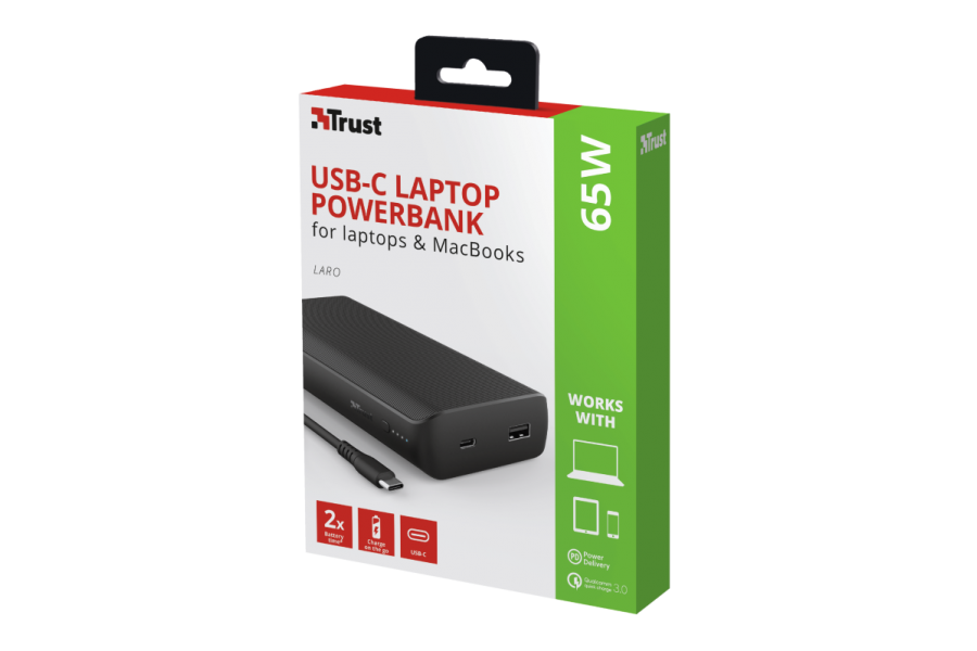 Повербанк для ноутбука Trust Laro 65W USB-C Laptop Powerbank 20000 mAh  Black (23892) – фото, відгуки, характеристики в інтернет-магазині ROZETKA  від продавця: Dordrecht