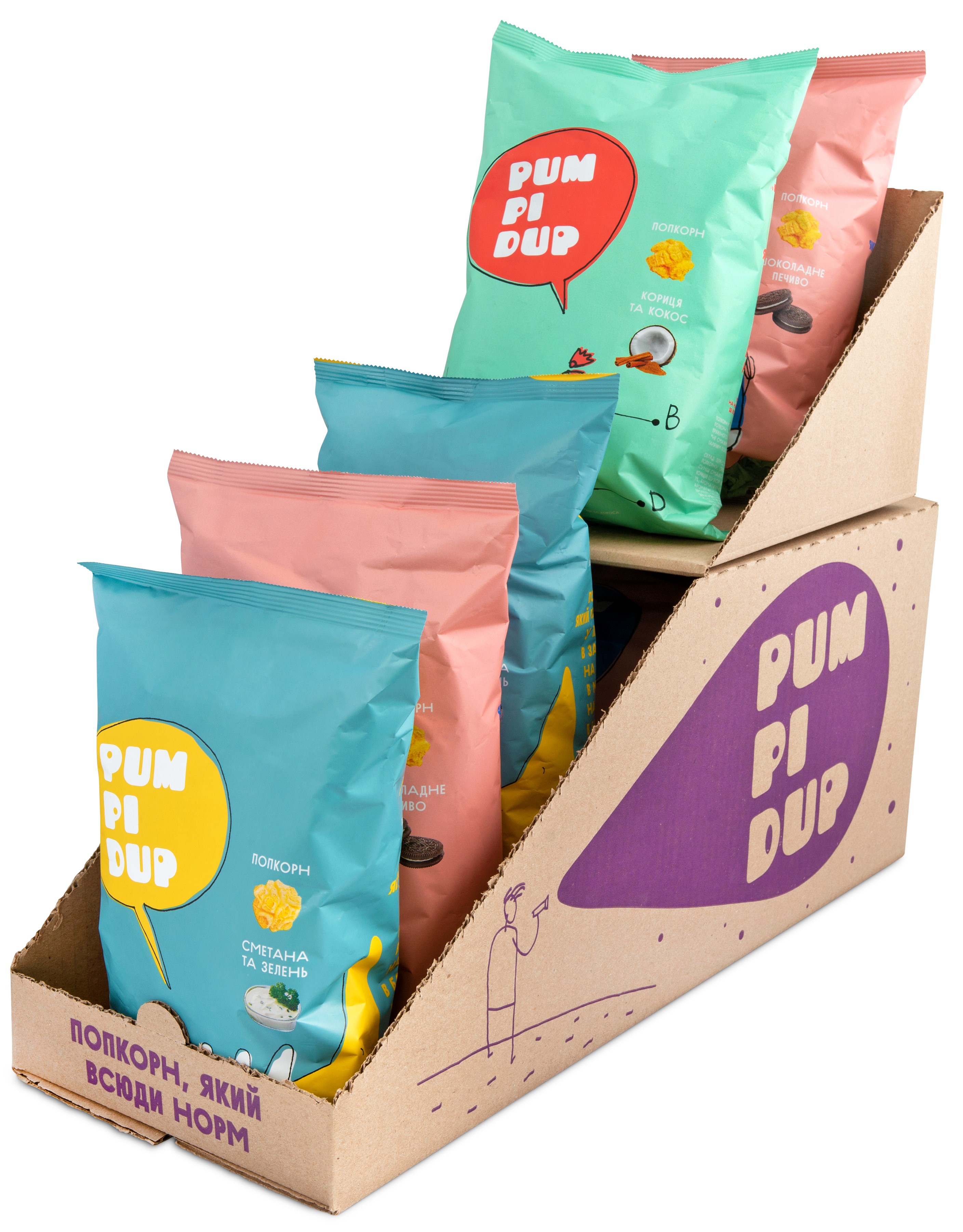 Акция на Упаковка попкорна Pumpidup 3 вкуса (шоколадное печенье, кокос + корица, сметана зелень) 90 г х 7 шт (4820223990119) от Rozetka UA