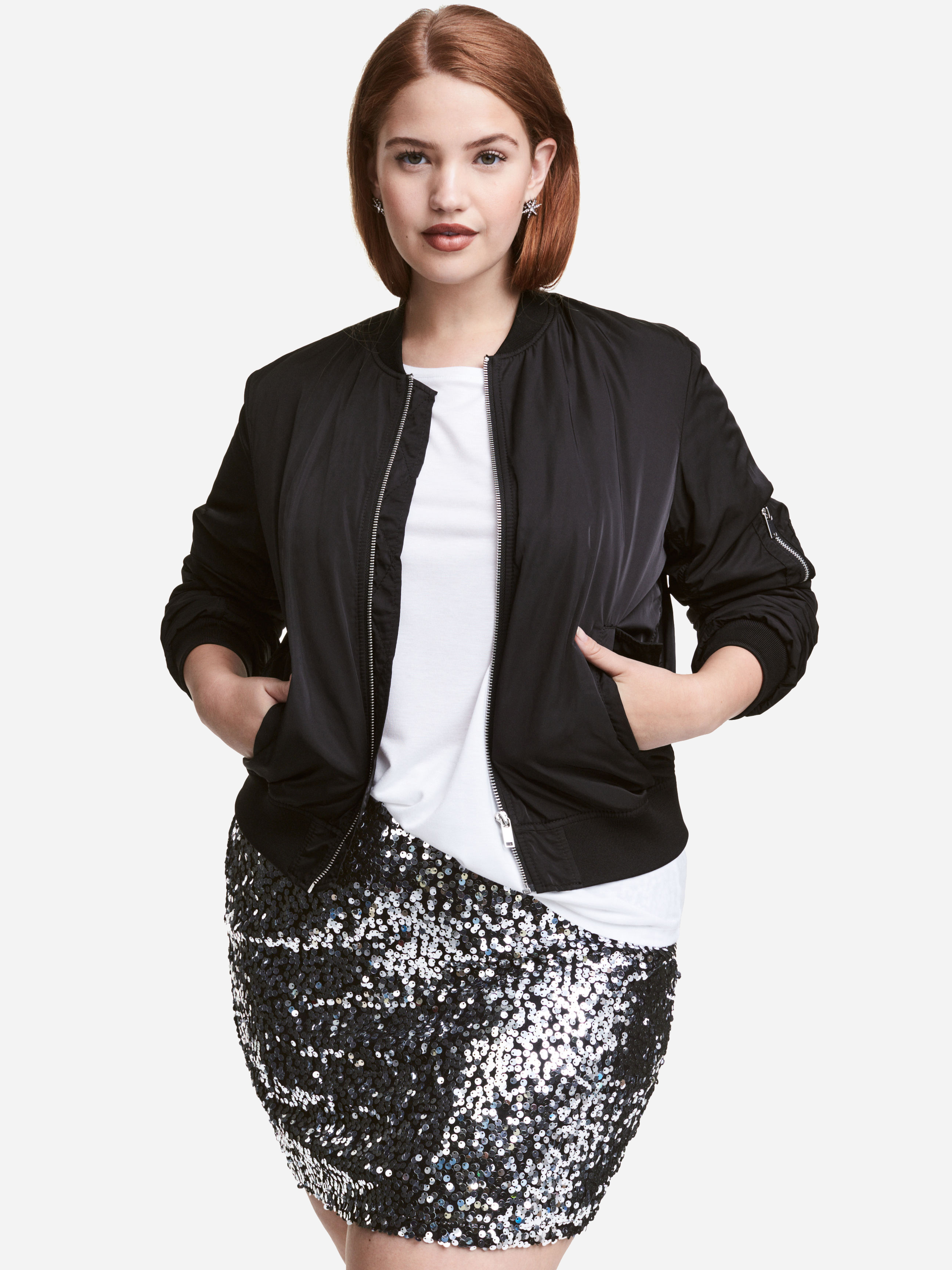 

Юбка H&M 4070474 3XL Черная с серебристым