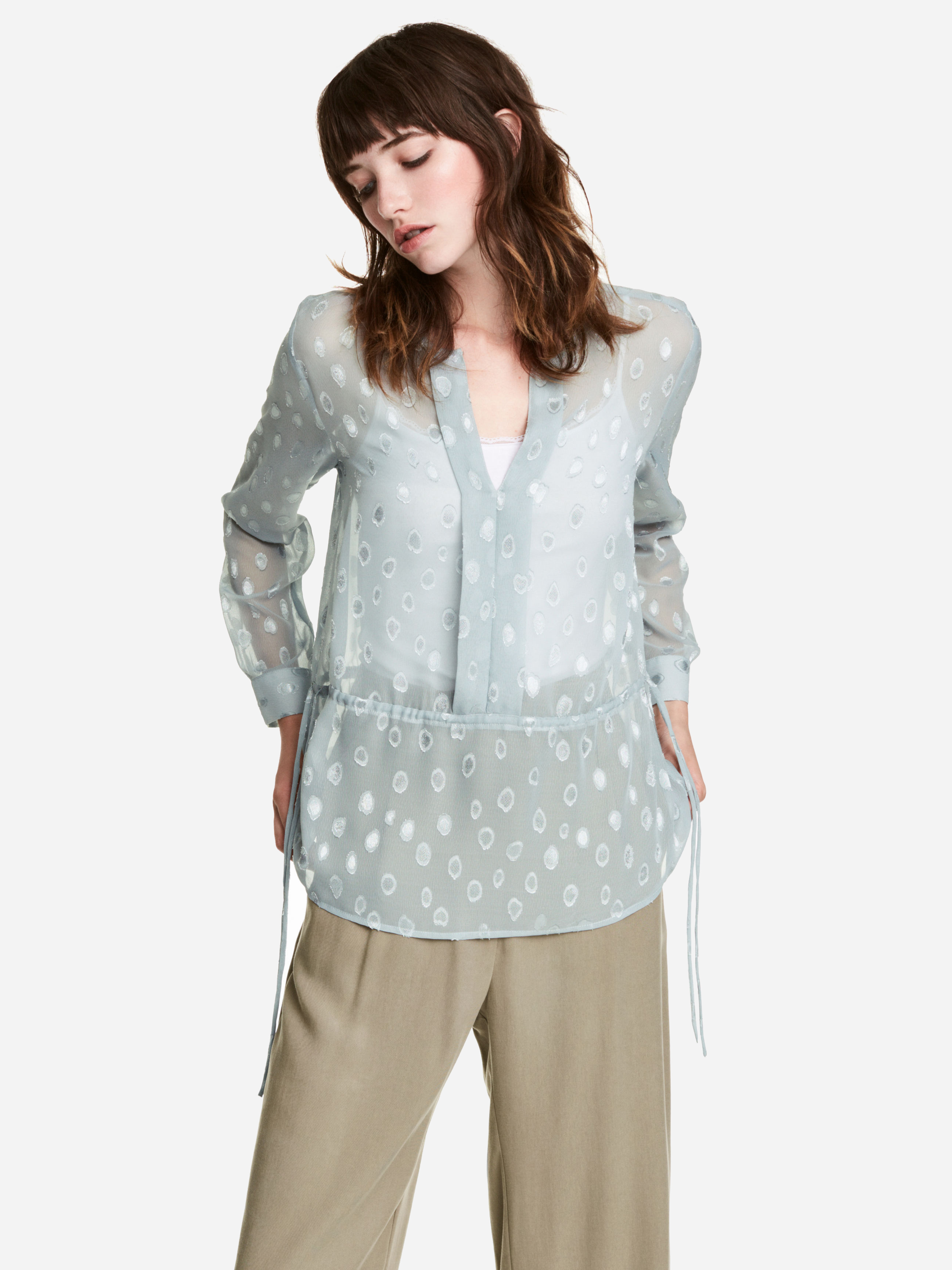 

Блузка H&M 5354556 36 Светло-серая с голубым