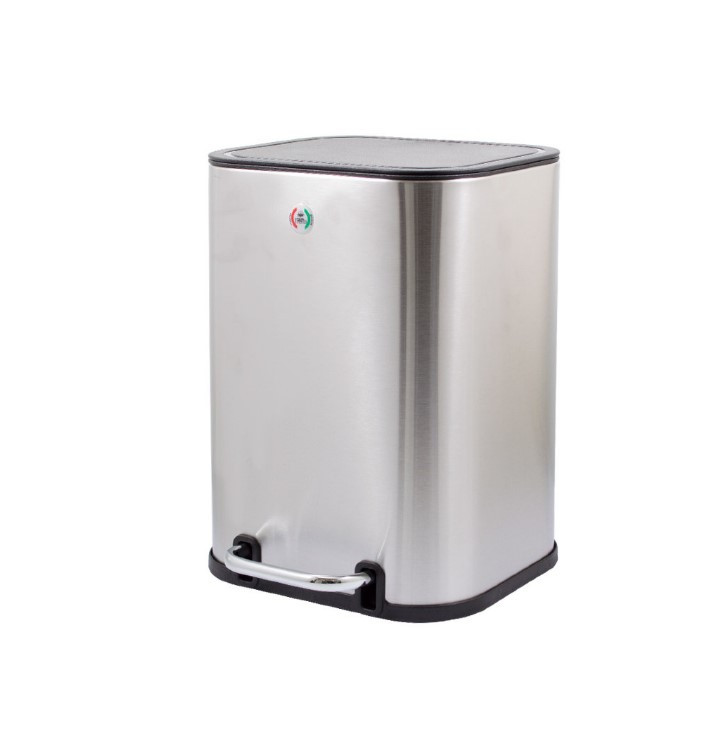 

Ведро для мусора Trento с педалью плавное опускание, квадратное с пластиковой крышкой, 5 л, нержавейка.
