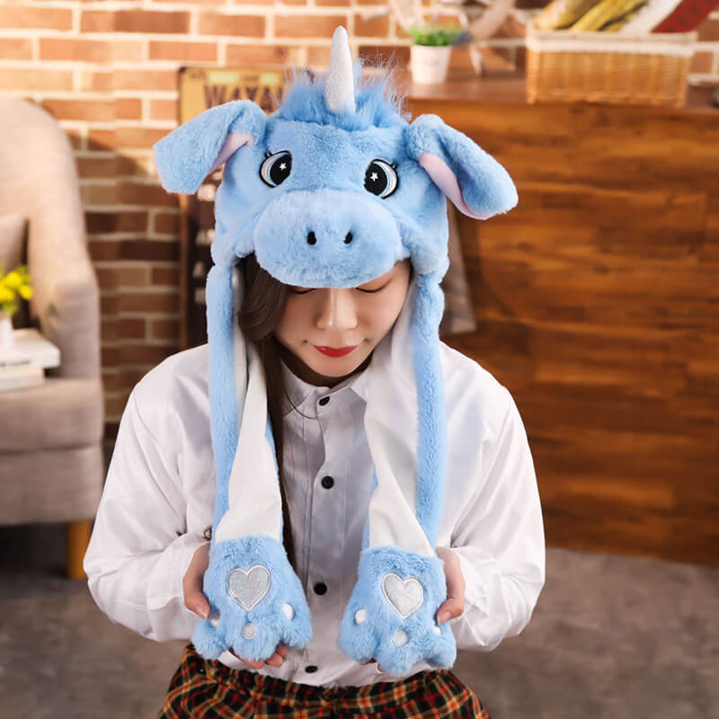 

Шапка BearWear Единорог New с хлопающими ушами и подсветкой Голубой
