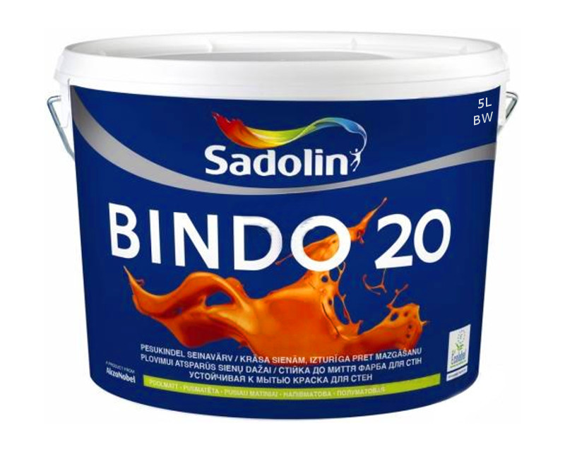 

Краска латексная SADOLIN BINDO 20 интерьерная ВW-белая 5л