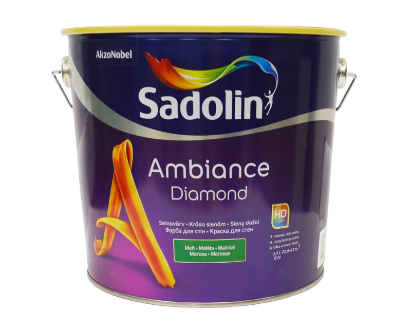 

Краска акрилатная SADOLIN AMBIANCE DIAMOND интерьерная белый (база ВW) 2,5л