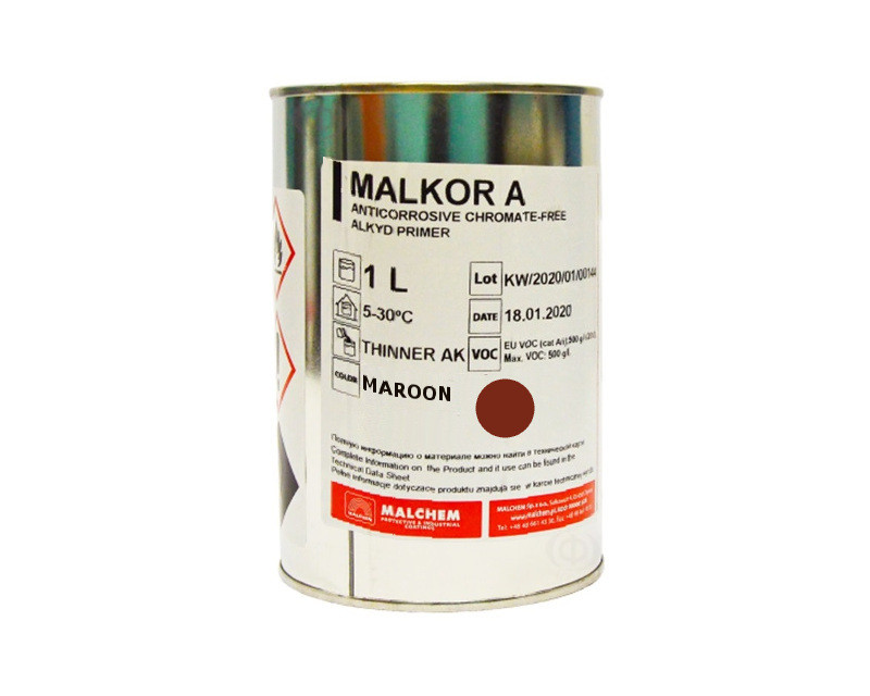 

Грунт алкидный MALCHEM MALKOR A антикоррозионный красно-коричневый 1л