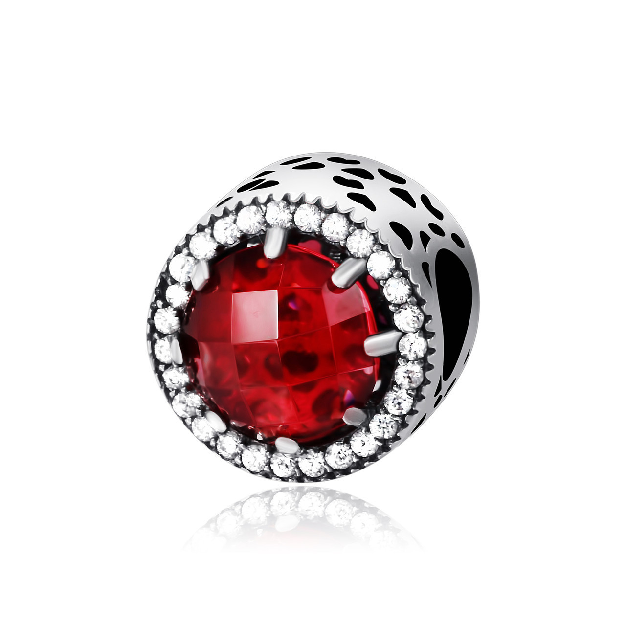 

Серебряная бусина - шарм Silvex925 "Вишневые сияющие сердца" П5ФРу/7003