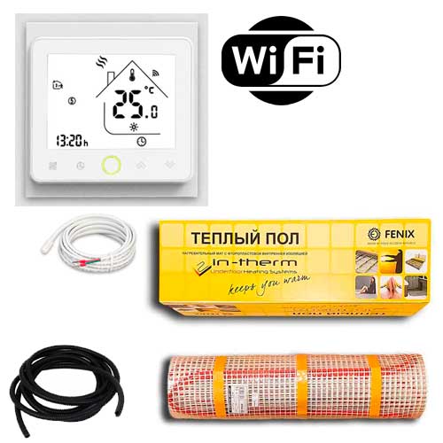 

Теплый пол двухжильный нагревательный мат IN-Term ECO 200 + программируемый WiFi терморегулятор PWT-002 3.6 м.кв - 720Вт