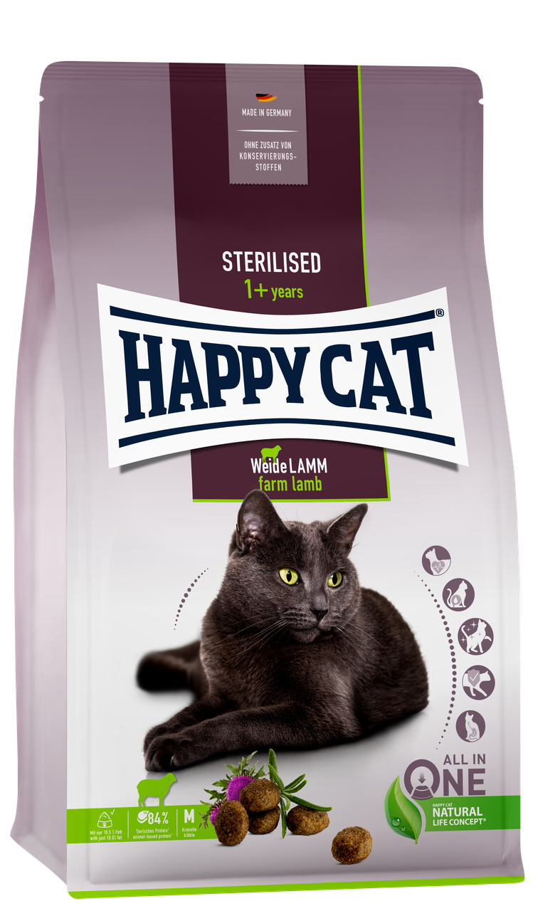 Корм Happy Cat Sterilised Weide Lamm для стерилизованных кошек и котов ...