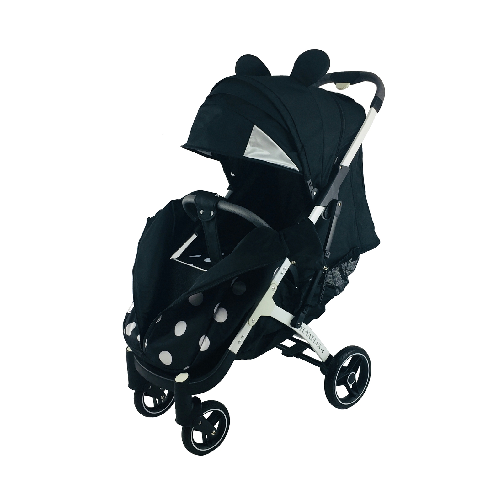 

Коляска Yoya Plus-4-2021 колёса 15/20 на молнии с Сумкой для мамы серой Микки на белой раме