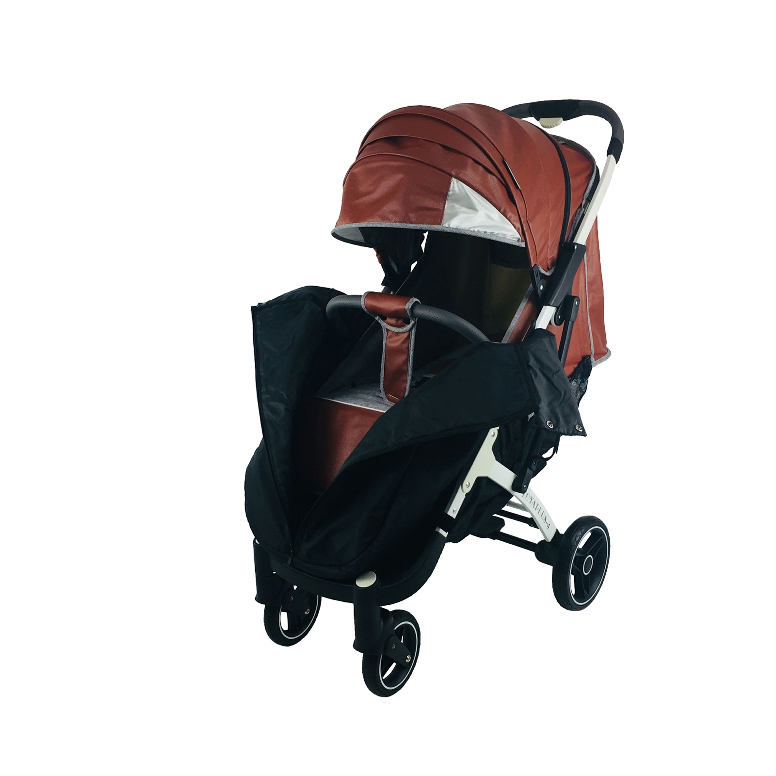 

Коляска Yoya Plus-4-2021 колёса 15/20 на молнии с Большим дождевиком, Рюкзаком с usb серым, Сумкой и Матрасиком для пеленания Коричневая кожа на белой раме