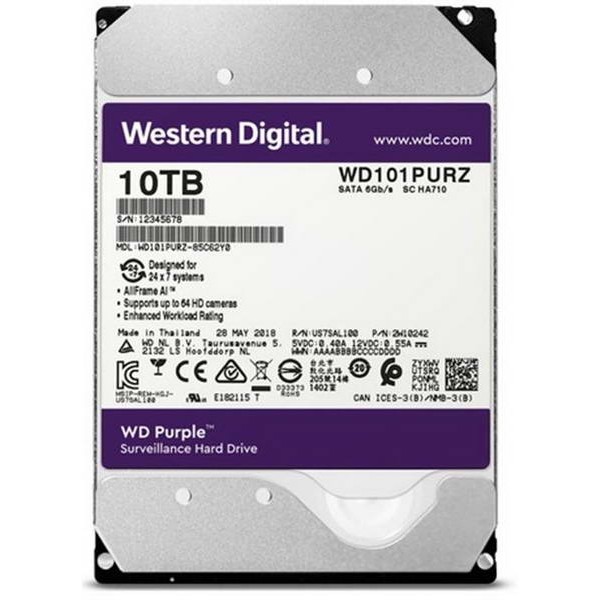 

HDD SATA 10.0TB WD Purple 7200rpm 256MB (WD101PURZ)