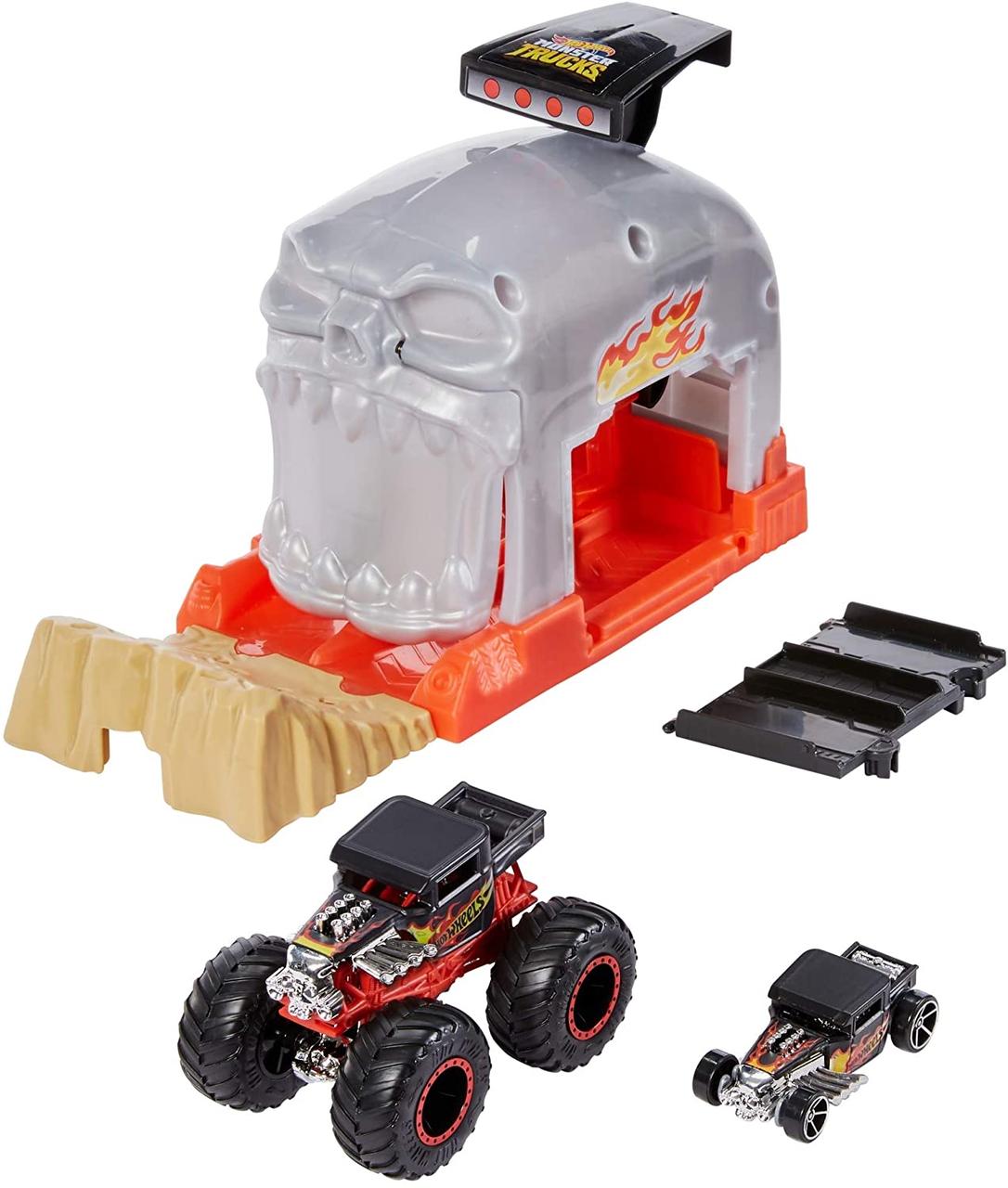 

Трек Hot Wheels Monster Truck Pit & Launch Пусковий гараж Костяний шейкер (GKY02)