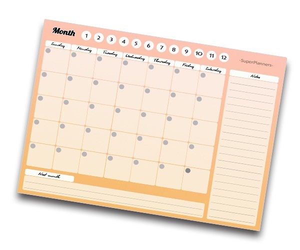 

Магнітний планер на холодильник SuperPlanners "Monthly planner" Peach, 41х20 см
