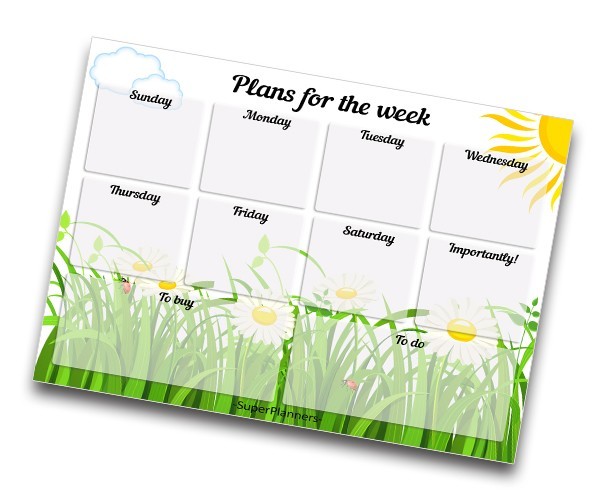 

Магнітний планер на холодильник SuperPlanners "Plans for the week" Sunny, 28х20 см