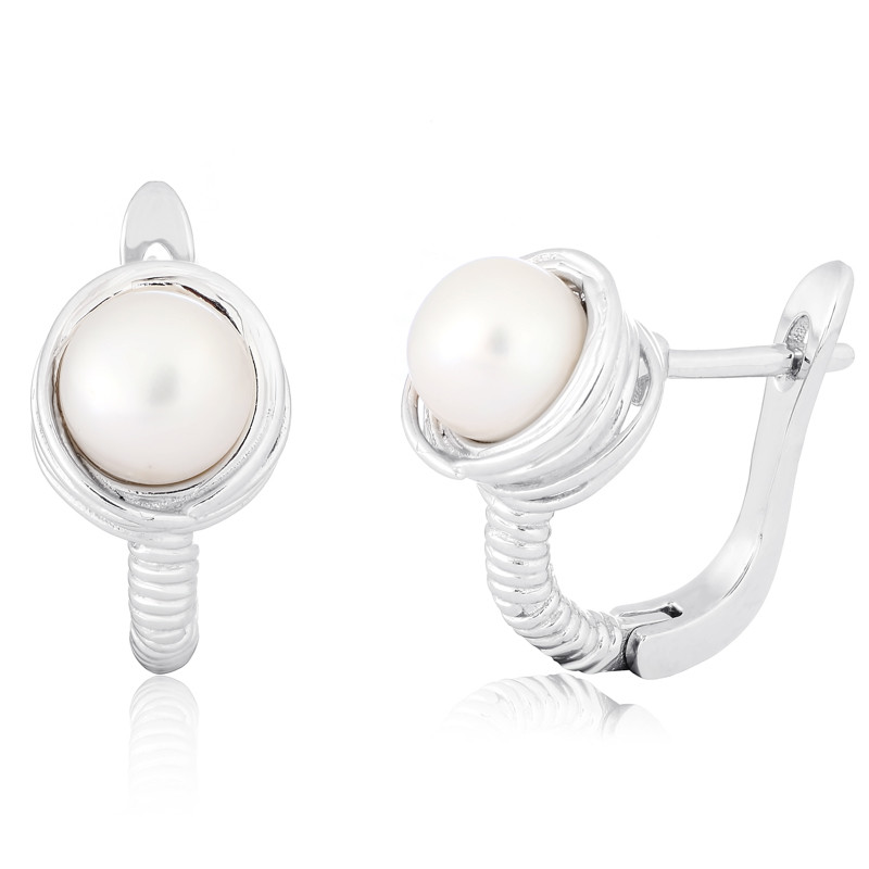 

Серебряные серьги Silvex925 с жемчугом СК2Ж/260, с английской застежкой