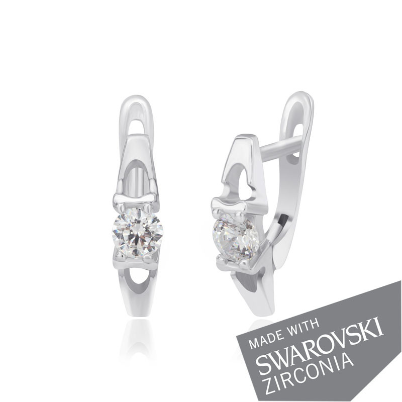

Серебряные серьги Silvex925 с цирконием SWAROWSKI ZIRCONIA С2С/090, с английской застежкой