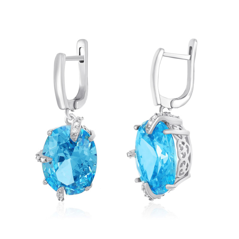 

Серебряные серьги Silvex925 с фианитом СК2ФТ/394, с английской застежкой