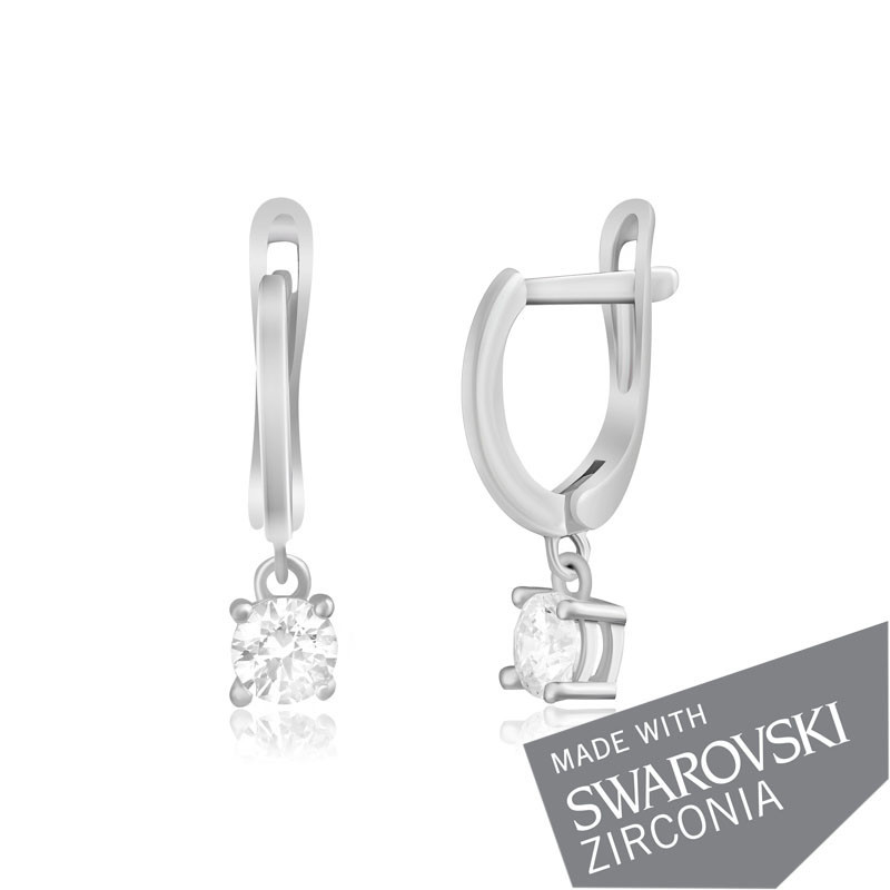 

Серебряные серьги Silvex925 с цирконием SWAROWSKI ZIRCONIA С2С/210, с английской застежкой