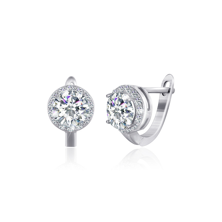 

Серебряные серьги Silvex925 с фианитом СК2Ф/408, с английской застежкой