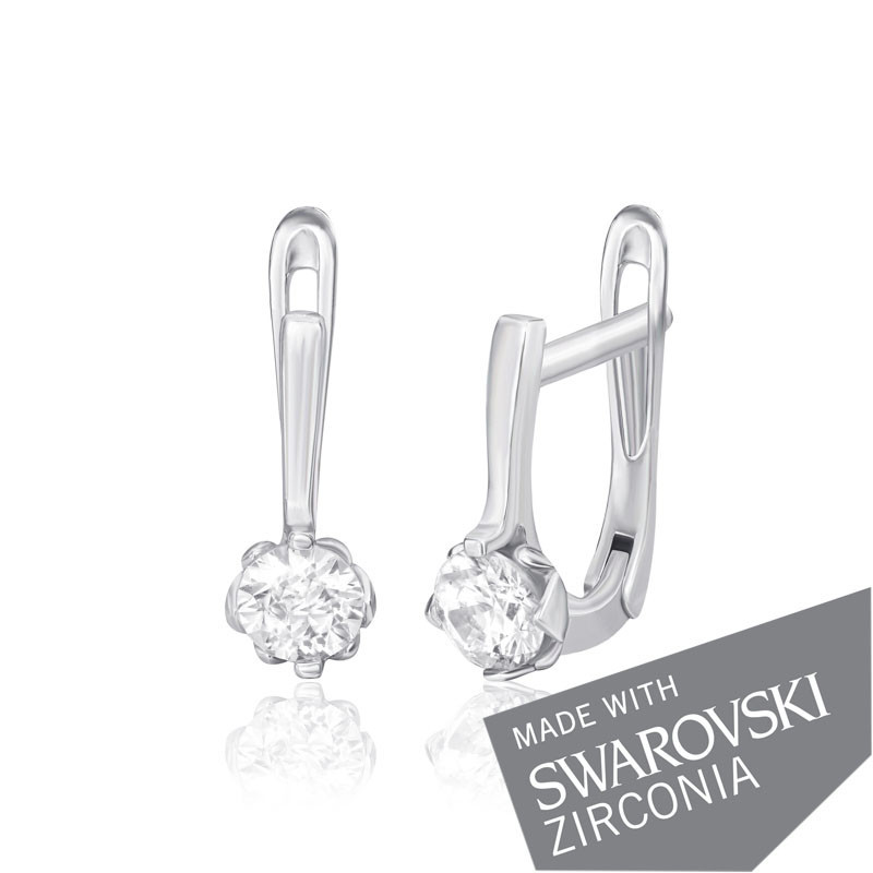 

Серебряные серьги Silvex925 с цирконием SWAROWSKI ZIRCONIA С2С/212, с английской застежкой