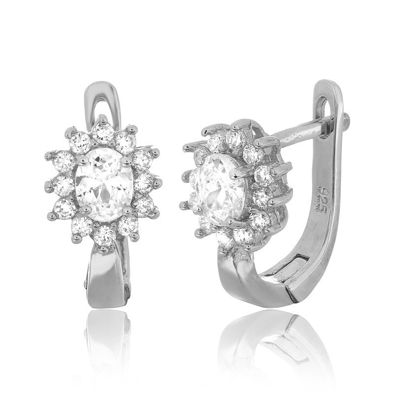 

Серебряные серьги Silvex925 с фианитом СК2Ф/375, с английской застежкой